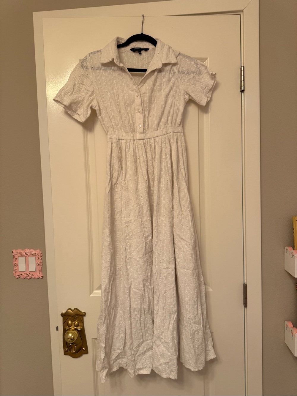 Sister Jane White Eyelet Maxi Shirt Dress - Lightweight Summer Dress